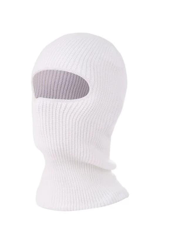 Rånarluva – Stickad Balaclava med Attityd Vit