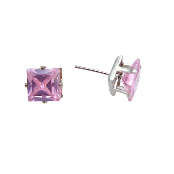 Bling øreringe - Pink Stone Black 6 mm 