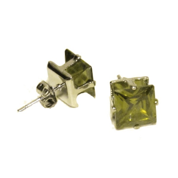 Bling øredobber - grønn stein Silver 7 mm