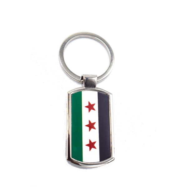 Free Syrien flagga nyckelring Silver
