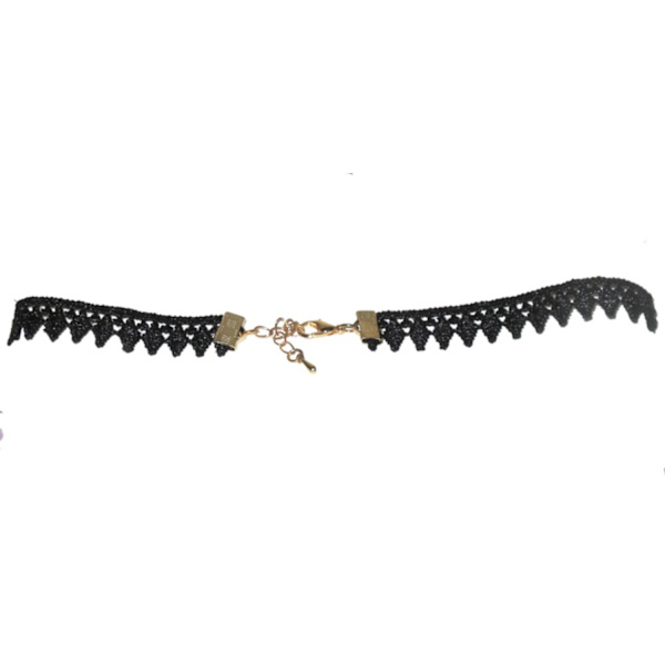 Choker halskæde - sort stof Black