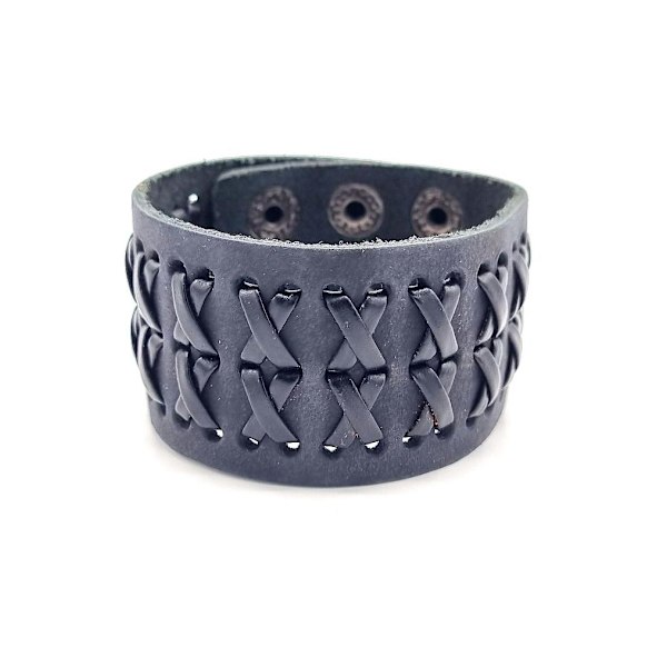 Sort læder armbånd Black