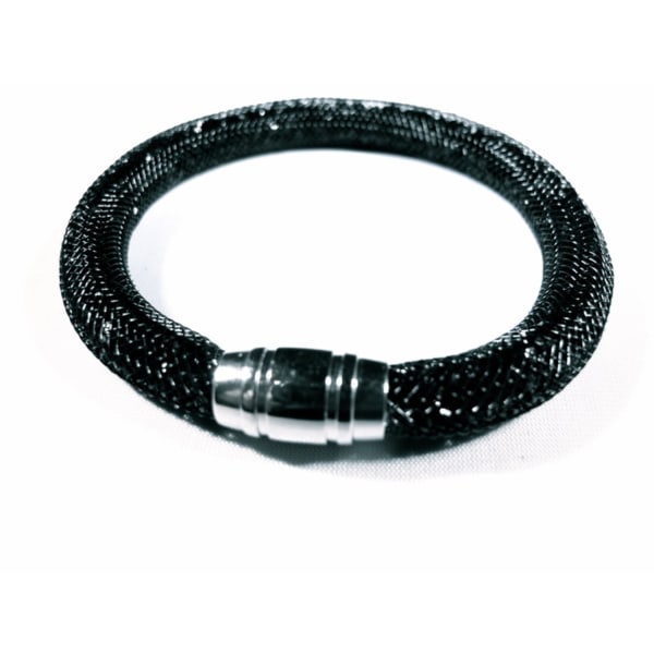 Svart armband med svarta kristaller Svart