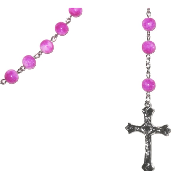 Rosary / Risti kaulakoru vaaleanpunaiset helmet Pink
