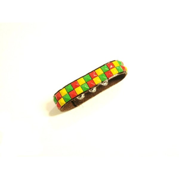 rasta läderarmband med pyramidnitar -2 rad Svart