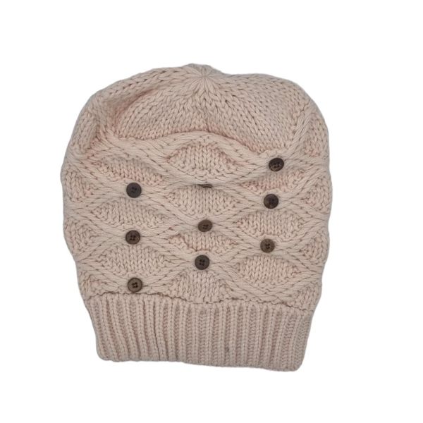 Beige mössa med knappar Beige