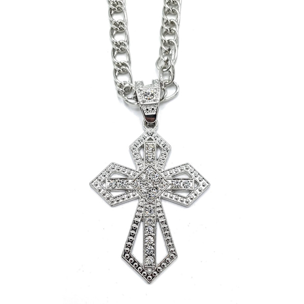 Silverfärgade Kors halsband Silver