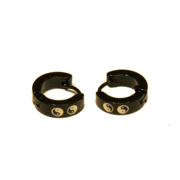 Sorte øreringe Yin Yang Black