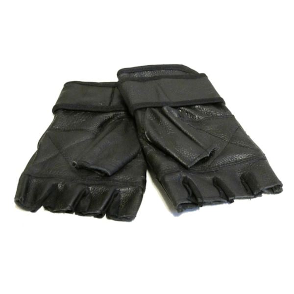 Læderhandsker fingerfri - sort Black