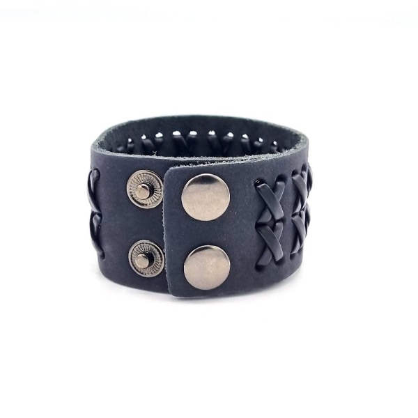 Sort læder armbånd Black