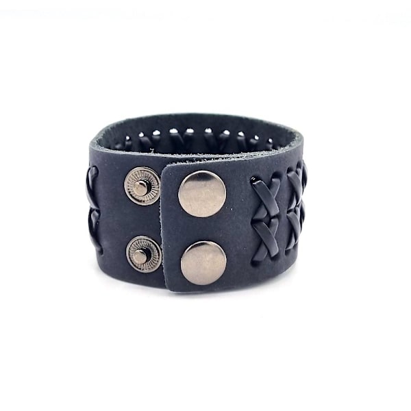 Svart läderarmband Svart