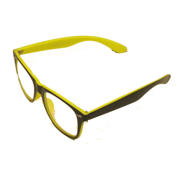 Retro KLARE briller - SORT / GUL Yellow