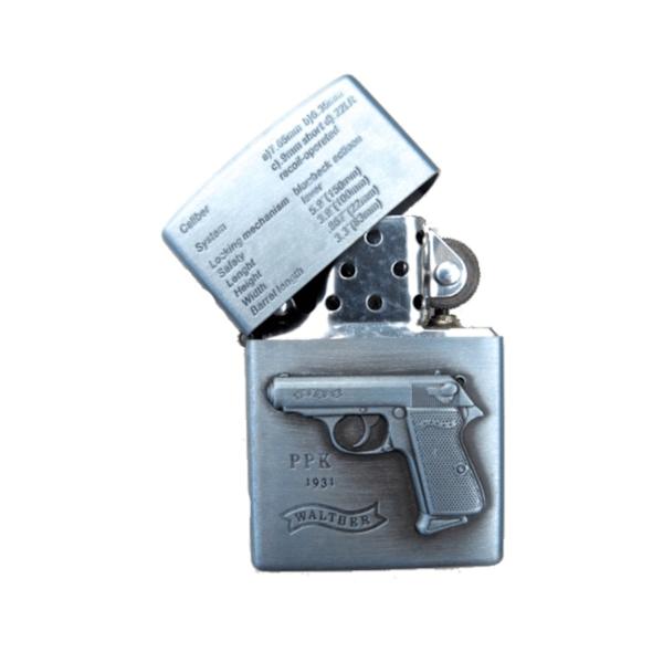 Pistol PPK - Sølvfarget bensinlighter Silver