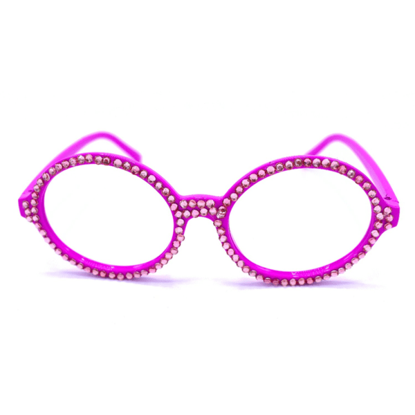 Rosa briller med hvite steiner Pink