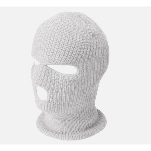 Rånarluva – Stickad Balaclava med Attityd Vit