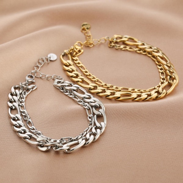 Dubbel Chain Rannekorun linkki Gold