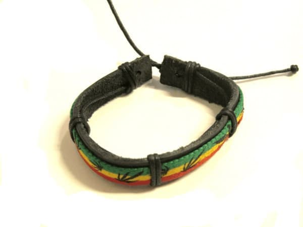 Rasta armbånd - Skinn Green