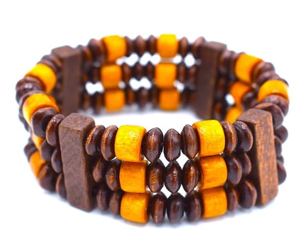 Brown Pearl armbånd trippel - Elastisk Brown