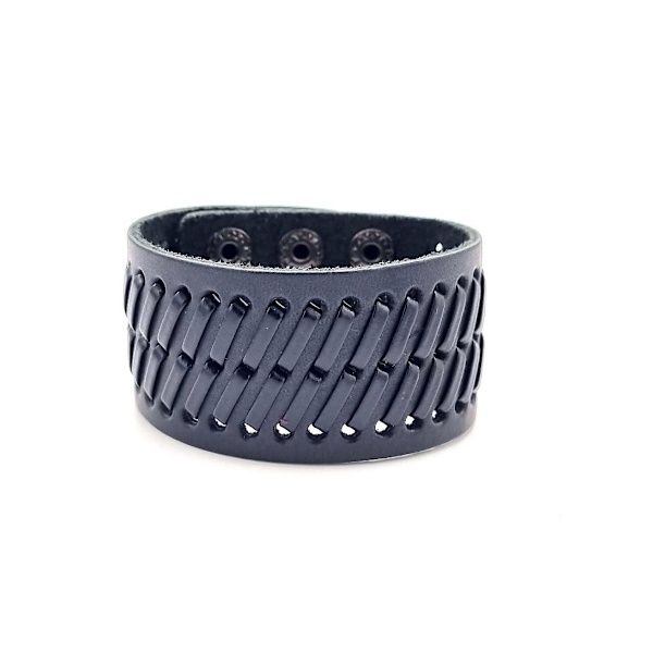 Sort læder armbånd Black
