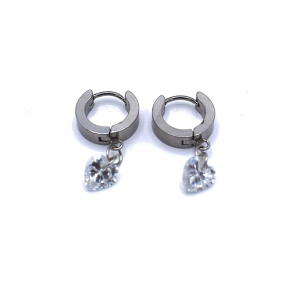 Ring Øreringe - Heart Crystal Silver