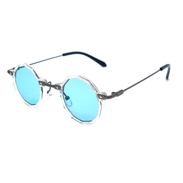 Runde solbriller - gjennomsiktige innfatninger og blå linser Blue