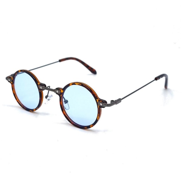 Runde solbriller Rage - Leopardinnfatninger med lyseblå linser Blue