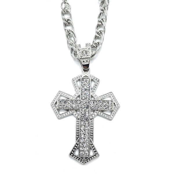 Halskjede - Cross Iced Silver