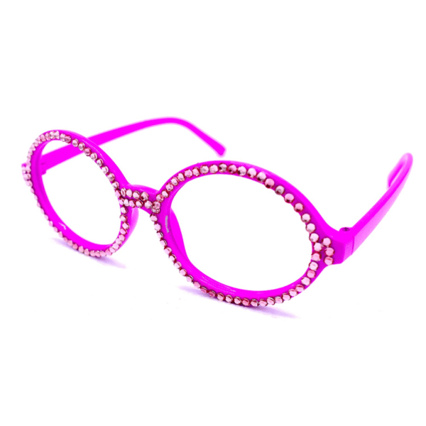 Rosa briller med hvite steiner Pink