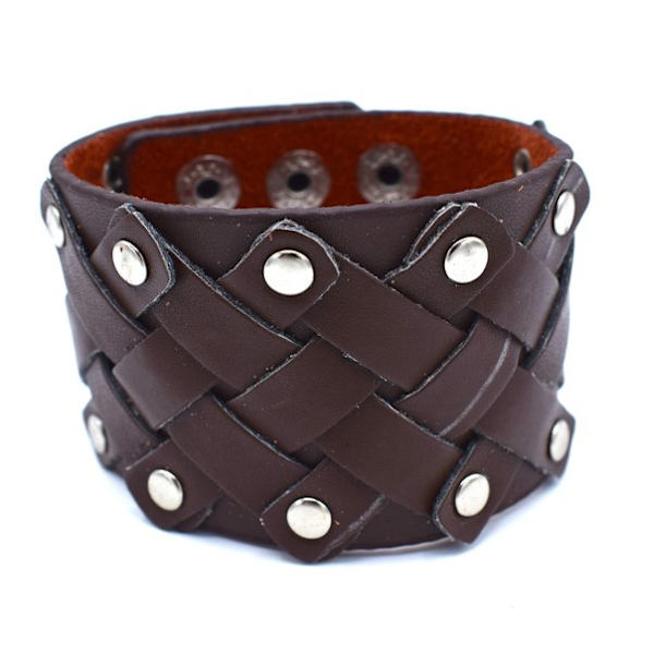 Brun armbånd med nitter Brown