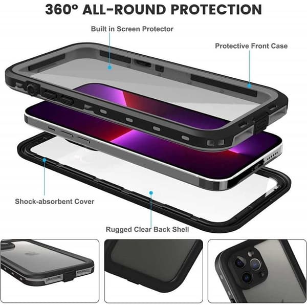 iPhone 13 Pro Max Täyspeitto Vedenpitävä Premium Suoja - 2m Transparent