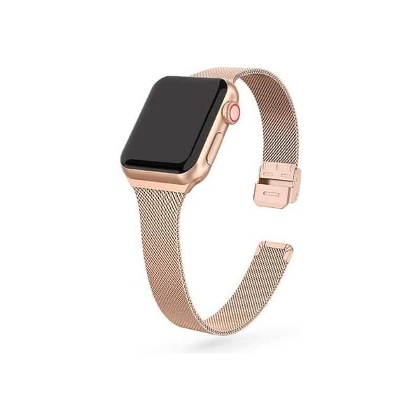 Apple Watch 38mm / 40mm / 41mm ohut rannekoru Milanese Loop Rosenguld
