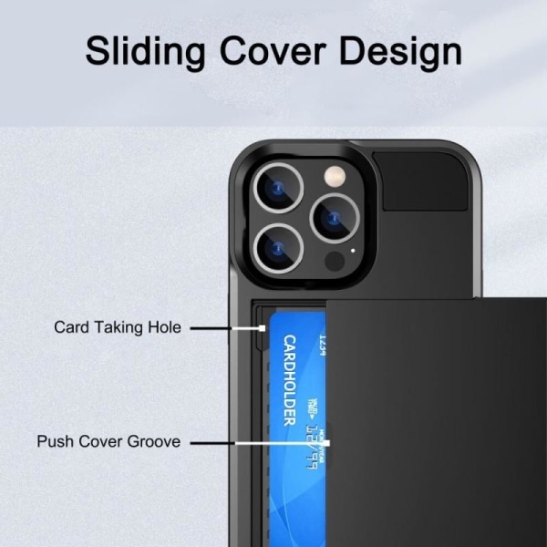 iPhone 15 Pro Max stødsikkert cover med kortrum Black