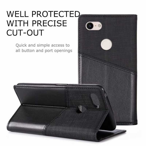 Elegant etui til Google Pixel 3 XL i PU-læder med RFID-blok Black