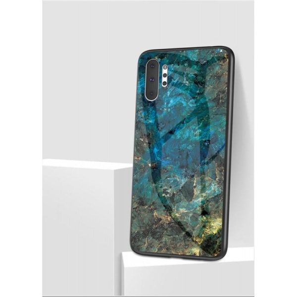 Samsung Note 10 Plus Marble Shell 9H hærdet glas bagside glas bagside V2 Black Svart/Guld