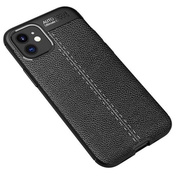 iPhone 12 Iskunkestävä ja iskunkestävä LeatherBack -kotelo Black