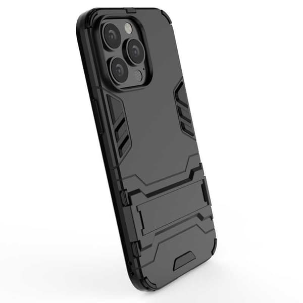 iPhone 13 Pron iskunkestävä kotelo jalustalla ThinArmor Black
