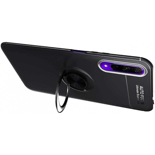 Huawe P Smart Pro Praktisk Stöttåligt Skal med Ringhållare V3 Svart