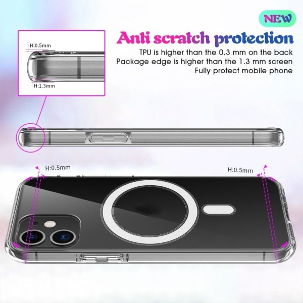 iPhone XR läpinäkyvä iskunvaimenninkotelo, MagSafe-yhteensopiva Transparent