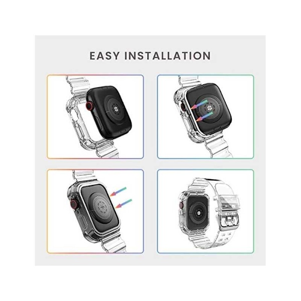 Apple Watch 42/44/45mm iskunkestävä ja läpinäkyvä rannekoru Transparent