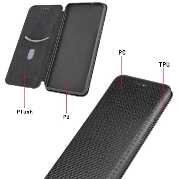iPhone X / XS Flip Case -korttipaikka CarbonDreams Black