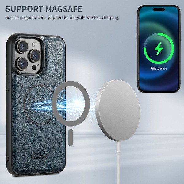 Suteni™ 2in1 Magsafe Skal med Korthållare iPhone 15 Pro Max - Blå