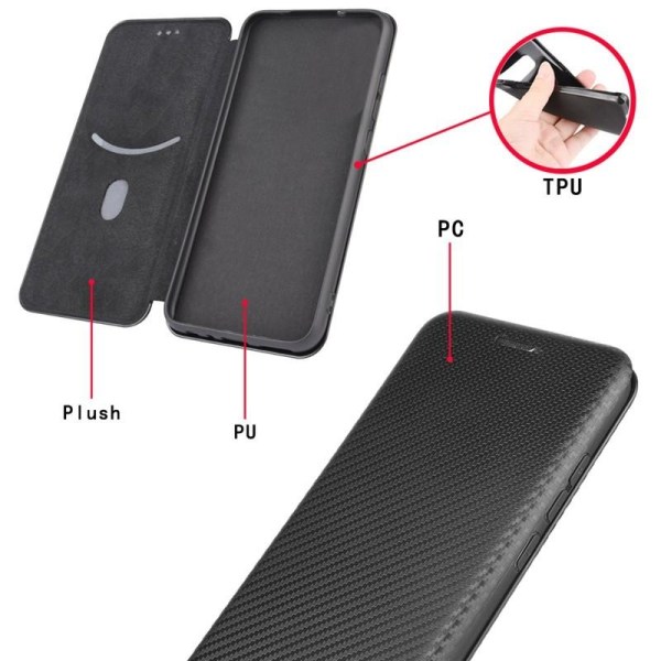 OnePlus Nord N100 Flip Case -korttipaikka CarbonDreams Black