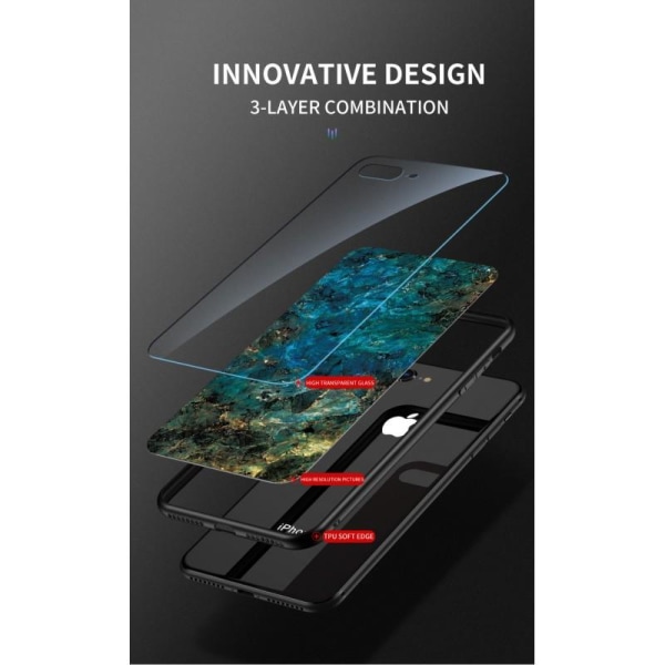 OnePlus 7T Marmorskal 9H Härdat Glas Baksida Glassback V2 Black Svart/Vit