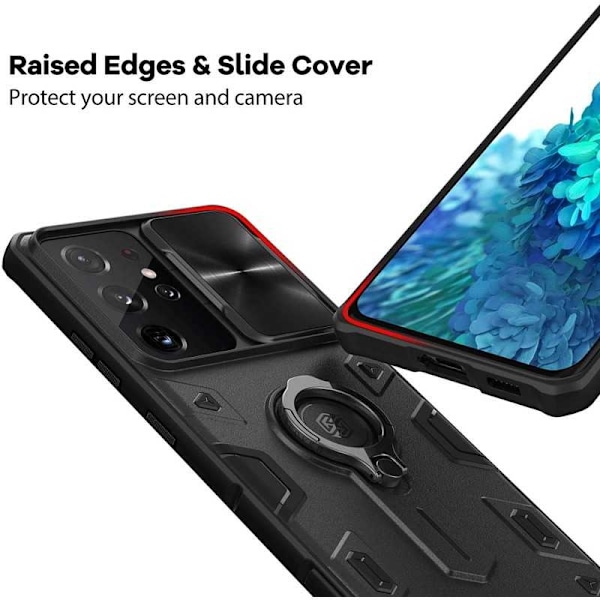 Samsung S21 Ultra iskunkestävä kotelo sormustelineellä Nillkin Black Black