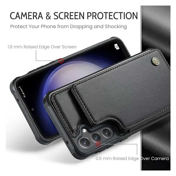 CaseMe Shockproof Cover Kortholder Stander 4-rums Samsung S24 Sort