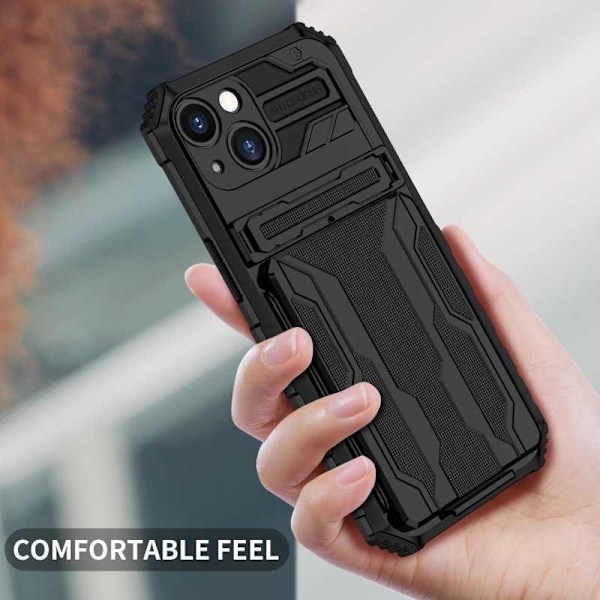 iPhone 13 Stöttåligt Skal Kickstand & Kortfack ThinArmor V3 Svart