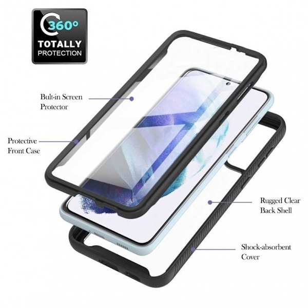 Samsung S22 Full Coverage Premium 3D-etui ThreeSixty Transparent