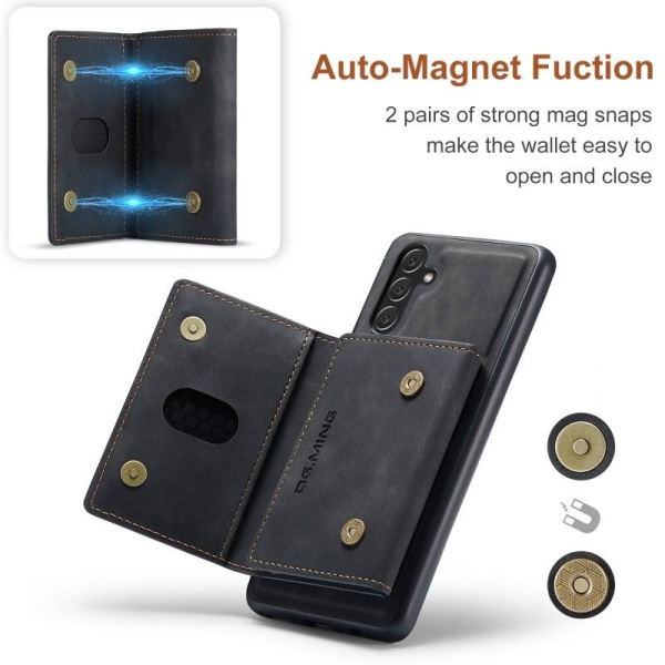 8-FACK Samsung A34 5G Stöttåligt Skal med Magnetisk Korthållare Svart