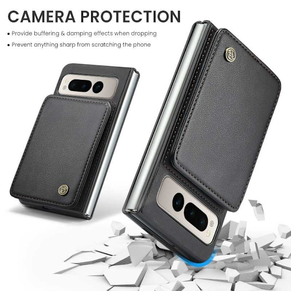 CaseMe Shockproof Cover Kortholder Stander 4-rums Google Pixel Fold Sort