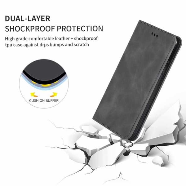 Samsung Galaxy S20 Plus Flip Case Korttilokero Suede Black
